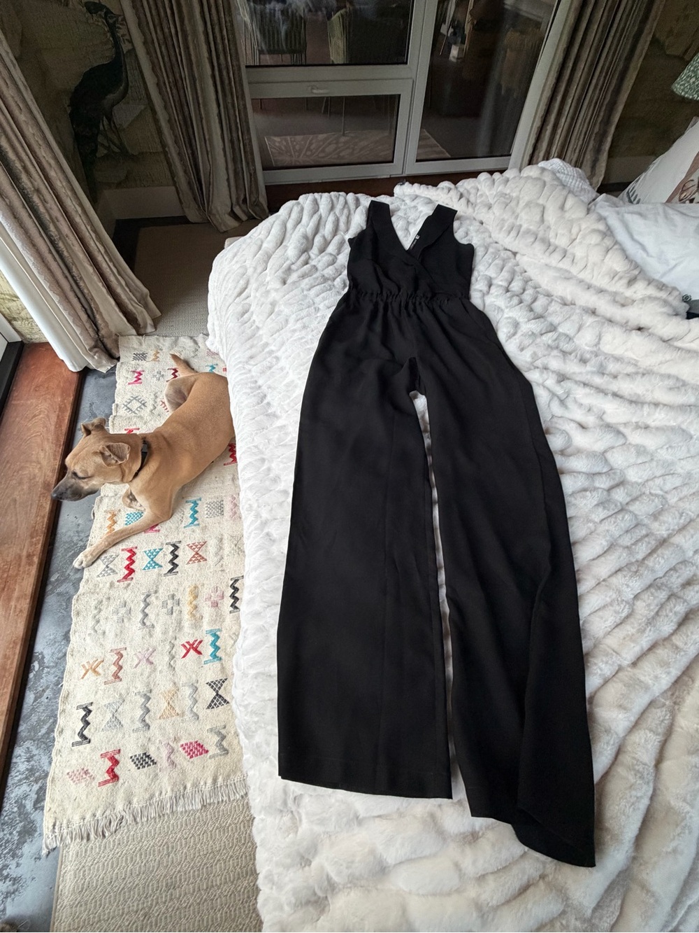 Black Sleeveless V-Neck Wide-Leg Jumpsuit